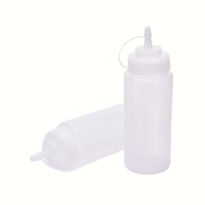 Plastic Translucent White Squeeze Condiment Bottles with Tip Cap,16 Oz,Set of 6Pcs