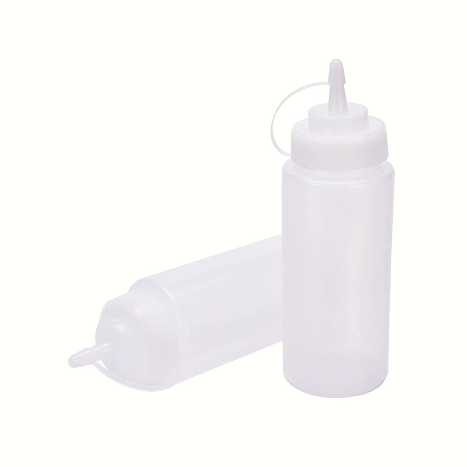 Plastic Translucent White Squeeze Condiment Bottles with Tip Cap,16 Oz,Set of 6Pcs