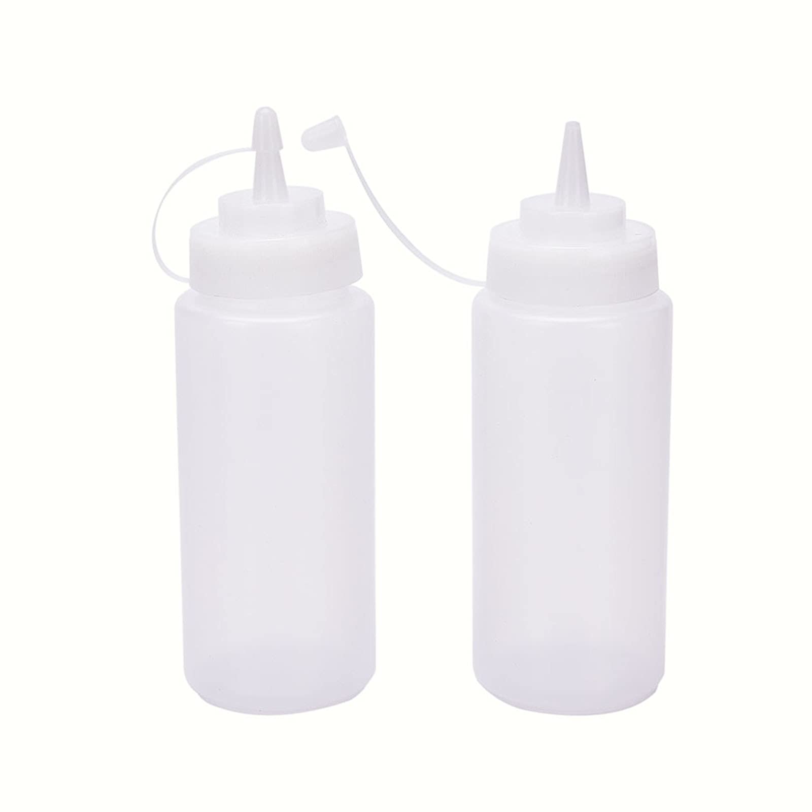 Plastic Translucent White Squeeze Condiment Bottles with Tip Cap,16 Oz,Set of 6Pcs