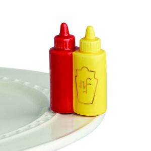 nora fleming main squeeze (ketchup and mustard) a230 - hand-painted ceramic unique décor - summer minis for the home and office