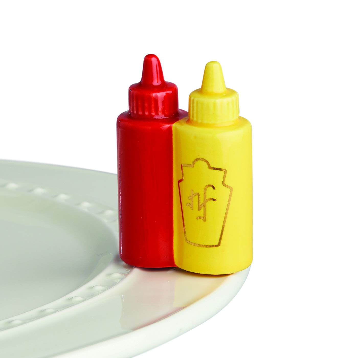 nora fleming Main Squeeze (Ketchup and Mustard) A230 - Hand-Painted Ceramic Unique Décor - Summer Minis for the Home and Office