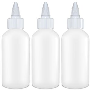 brightfrom condiment squeeze bottles - 4 oz squirt empty bottles, twist top cap, leak proof - great for ketchup, mustard, syrup, sauces, dressing, oil, arts and crafts, bpa-free plastic - 3 pack