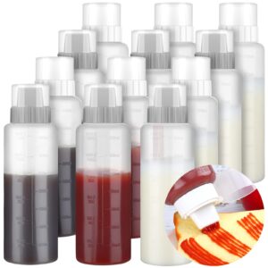 12 pieces porous condiment squeeze bottle refillable condiment 5 hole container with lid syrup squirt bottle sauce dispenser ketchup bottle for bbq, oil, hot sauce, salad dressing, cooking, 12oz