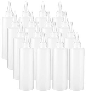 yesland 16 pack plastic squeeze squirt bottles with leak-proof cap - 8 oz condiment bottles and pancake squeeze bottle - oil squeeze bottle for ketchup, liquids, paint, workshop and pancake art