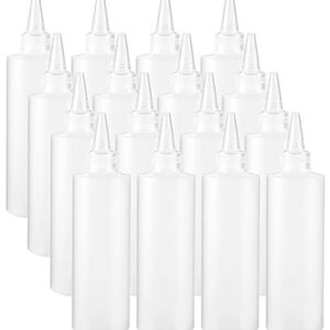 Yesland 16 Pack Plastic Squeeze Squirt Bottles with Leak-Proof Cap - 8 oz Condiment Bottles and Pancake Squeeze Bottle - Oil Squeeze Bottle for Ketchup, Liquids, Paint, Workshop and Pancake Art