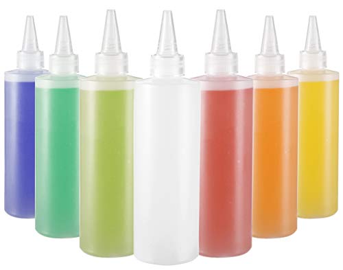 Yesland 16 Pack Plastic Squeeze Squirt Bottles with Leak-Proof Cap - 8 oz Condiment Bottles and Pancake Squeeze Bottle - Oil Squeeze Bottle for Ketchup, Liquids, Paint, Workshop and Pancake Art