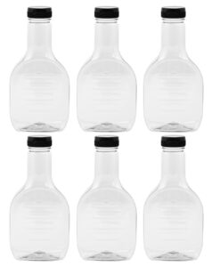 16 oz bbq/dressing clear plastic sauce bottle with black flip-top caps and pressure sensitive liner (black caps, 6)