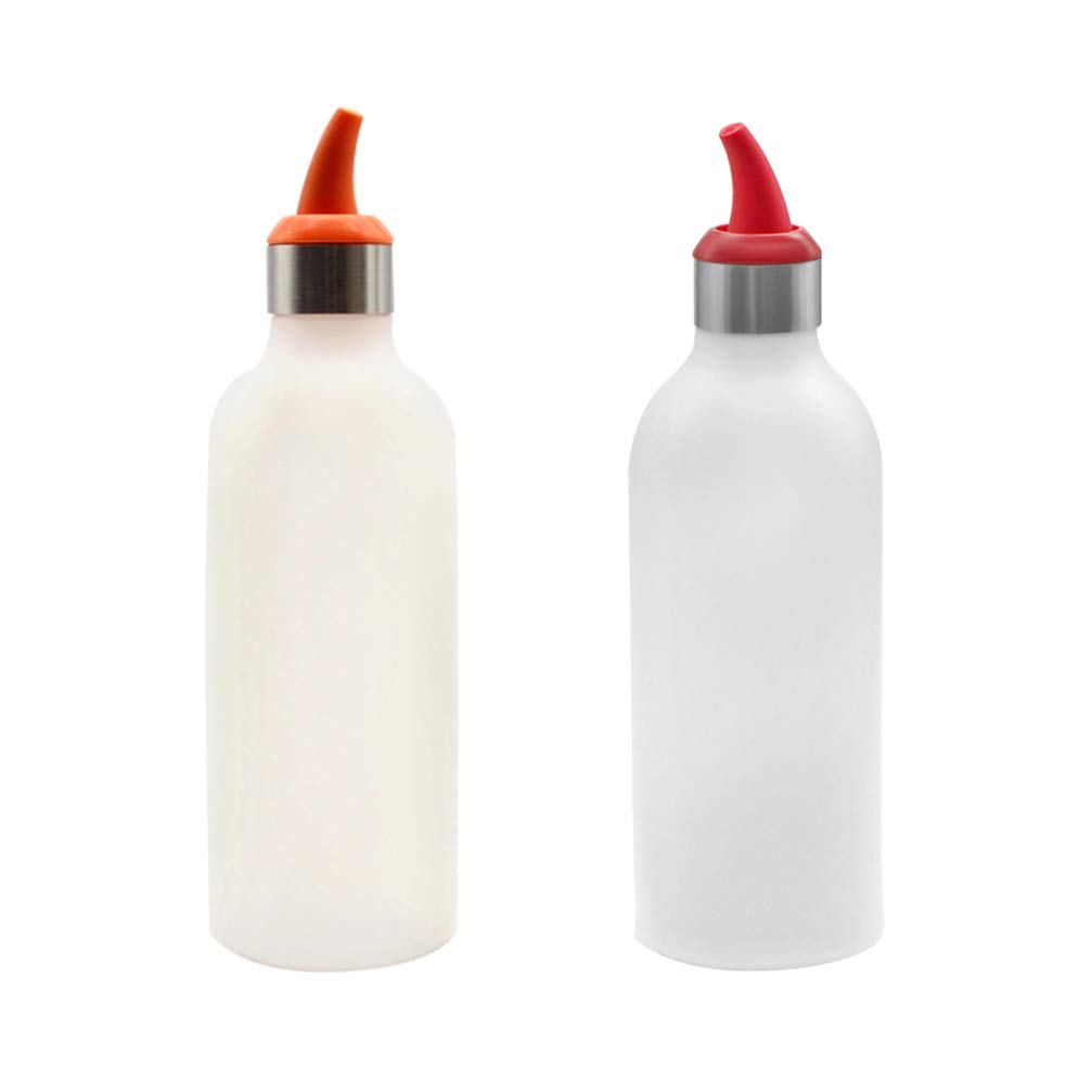 UPKOCH 2pcs Silicone Squeeze Bottles Condiment Squirt Bottles with Caps for Oil Sauce Dressing Reusable Containers Glue Crafts (Mixed Colors)