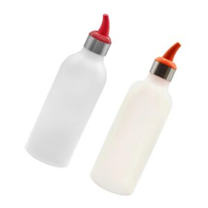 UPKOCH 2pcs Silicone Squeeze Bottles Condiment Squirt Bottles with Caps for Oil Sauce Dressing Reusable Containers Glue Crafts (Mixed Colors)