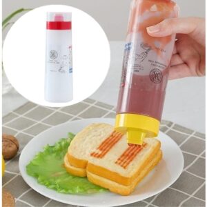 Jilukibo 4 Hole Jam Squeeze Bottle with Cap Lids, 300ml Large Capacity Leak Proof Condiment Squeeze Sauce Bottles for Salad Dressing, Ketchup, Mayonnaise, Olive Oil (2 Pack)