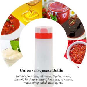 AKOAK 1 Pack Four-Hole Seasoning Extruded Bottle, Plastic Seasoning Bottle Spray Bottle, Suitable for Ketchup, Salad Dressing, Mustard Sauce (Red)