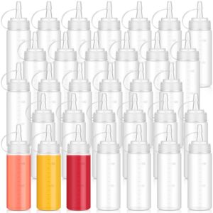 hoolerry 32 pcs 4oz plastic squeeze bottles condiment squirt bottle set with discrete measurements dressing container ketchup dispenser for syrup bbq grilling liquids and more