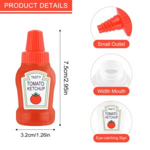 WXJ13 8 Pieces Mini Condiment Squeeze Bottles, 25ml Refillable Honey Ketchup Sauce Salad Dressing Squeeze Containers, Mini Ketchup Bottles, Plastic Portable Squeezable Jars Containers, 4 Style