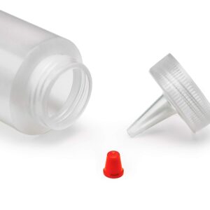 Bastex 8-ounce Plastic Squeeze Bottles Pack of 8. Clear Bottles with Yorker Red Caps. Perfect for Arts and Crafts Food Glue Paint or any DIY Liquids. Multiple Purpose Refillable, Reusable Containers.