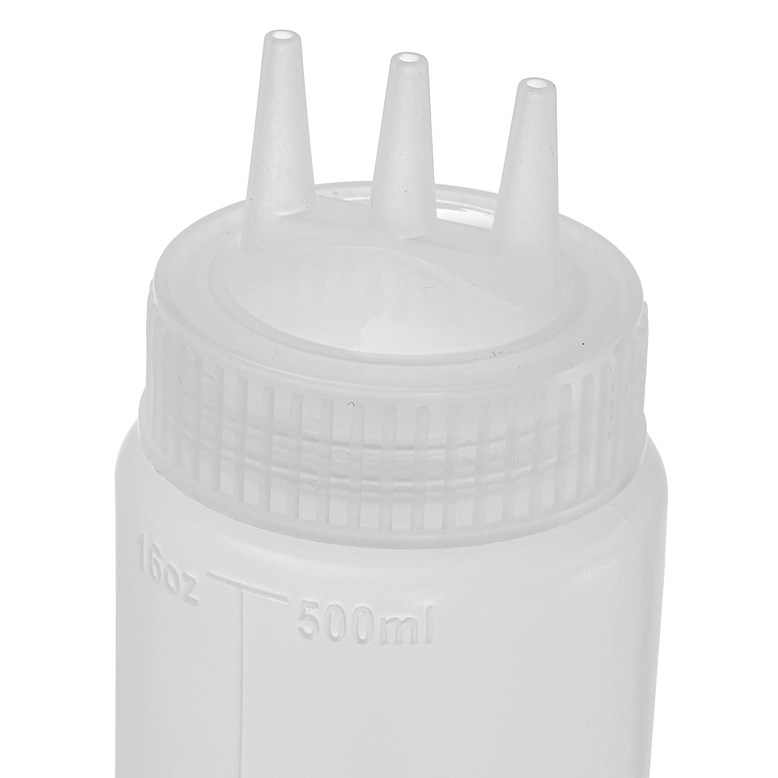 SOUJOY 16 Pack Condiment Squeeze Bottle, 16 Oz 3-Hole Kitchen Ketchup Squirt Bottle with Nozzle Tip and Label, Plastic Dispenser Container for Sauces, Paint, Oil, Salad Dressings, Arts and Crafts