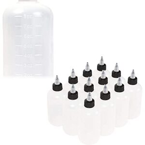 Juvale Boston Round Squeeze Bottles with Twist Caps (8 oz, White, 12 Pack)