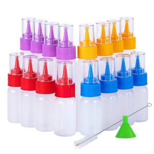 chmachi squeeze writer bottles set-16 squeeze cookie icing bottles, 1 cleaning brush and 1 funnel, applicator bottles-8 each (1 and 2 ounce) for food coloring cookie decorating, multicolored
