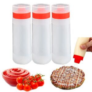 SCWBOEII 4-hole Sauce Squeeze Bottle, Resin Condiment Squeeze Bottle for Ketchup Jam Mayonnaise BBQ Sauce (3)