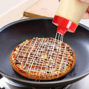 SCWBOEII 4-hole Sauce Squeeze Bottle, Resin Condiment Squeeze Bottle for Ketchup Jam Mayonnaise BBQ Sauce (3)