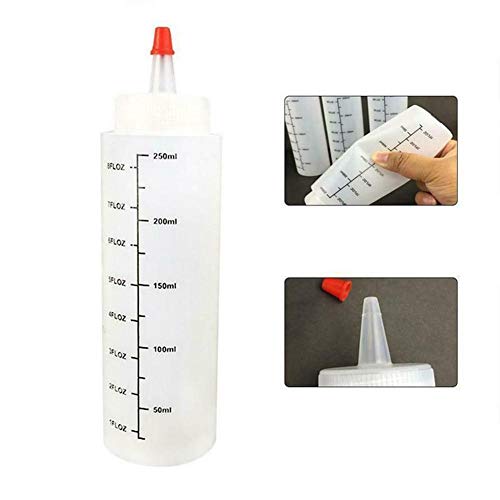 QAQE 1pcs 250ml/8.80Z Squeeze Condiment Bottles, Squeeze Bottles for Sauces, Small Squeezy Measuring Bottle with Nozzle,Plastic Dispensing Bottles for Ketchup Mustard BBQ Chilli Sauce Olive Oil