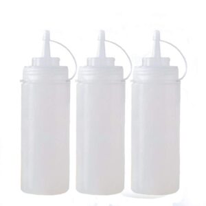 eorta 3 pack plastic squeezable bottles with tip caps squirt condiment containers, 32 ounces dispensers for ketchup mustard sauce olive tomato salad, home kitchen restaurant bbq, white