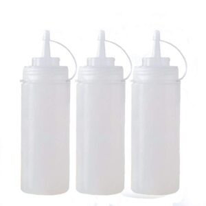 EORTA 3 Pack Plastic Squeezable Bottles with Tip Caps Squirt Condiment Containers, 32 Ounces Dispensers for Ketchup Mustard Sauce Olive Tomato Salad, Home Kitchen Restaurant BBQ, White