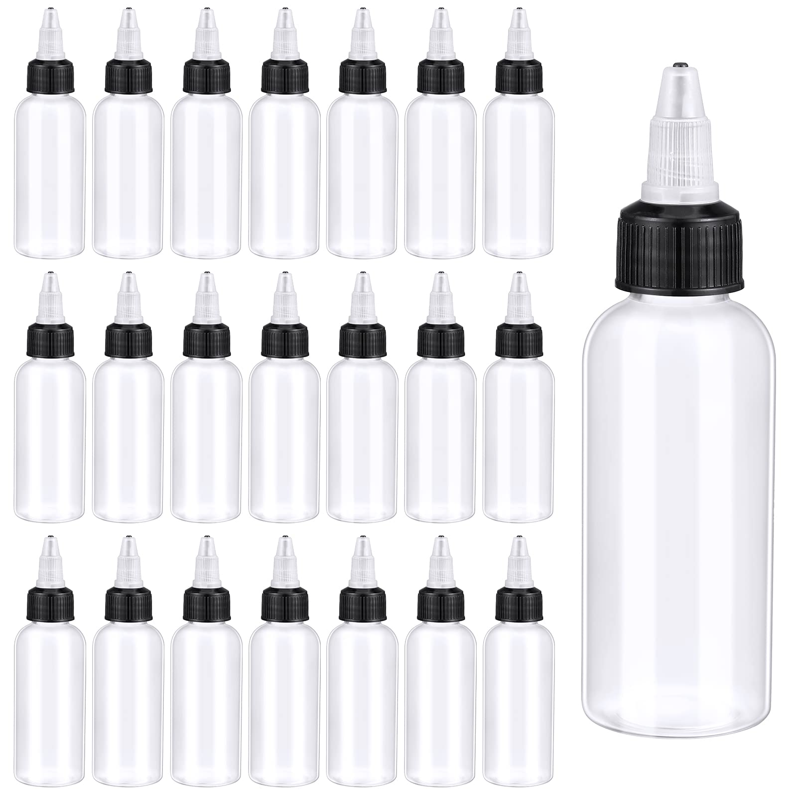 48 Pack Round Bottles with Twist Caps Small Oil Sauce Ketchup Bottle 2 oz Squeeze Bottle Clear Paint Dropper Bottle Plastic Bottles with Squeeze Top Condiment Squeeze Bottles Mini Dispensing Bottles