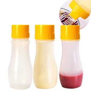 3 Pcs 5-hole Sauce Squeeze Bottle,12.8oz/380ml Plastic Condiment Squeeze Bottle for Ketchup Jam Mayonnaise BBQ Sauce,Yellow