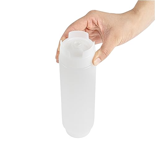 Restaurantware First In First Out 16 Ounce Condiment Squeeze Bottle 6 Refillable Lid FIFO Squeeze Bottle - Precision Dispensing Tip Flexible Clear Plastic Squeeze Bottle For Sauces