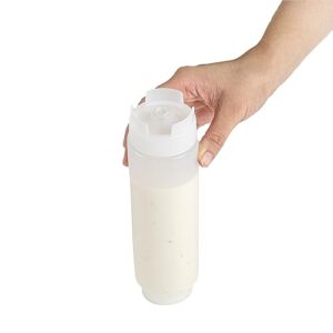 Restaurantware First In First Out 16 Ounce Condiment Squeeze Bottle 6 Refillable Lid FIFO Squeeze Bottle - Precision Dispensing Tip Flexible Clear Plastic Squeeze Bottle For Sauces