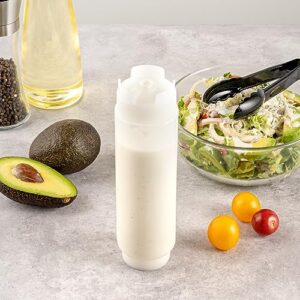 Restaurantware First In First Out 16 Ounce Condiment Squeeze Bottle 6 Refillable Lid FIFO Squeeze Bottle - Precision Dispensing Tip Flexible Clear Plastic Squeeze Bottle For Sauces