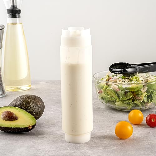 Restaurantware First In First Out 16 Ounce Condiment Squeeze Bottle 6 Refillable Lid FIFO Squeeze Bottle - Precision Dispensing Tip Flexible Clear Plastic Squeeze Bottle For Sauces