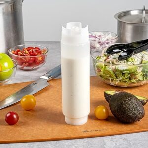 Restaurantware First In First Out 16 Ounce Condiment Squeeze Bottle 6 Refillable Lid FIFO Squeeze Bottle - Precision Dispensing Tip Flexible Clear Plastic Squeeze Bottle For Sauces