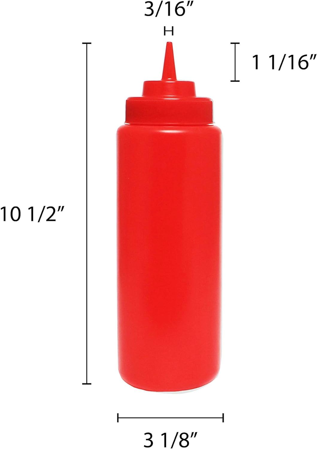 TrueCraftware-Set of 6 Squeeze Condiment Wide Mouth Dispensing Bottles 32 oz Red- Plastic Squeeze Bottle For Sauces Spreads Ketchup Mustard Mayo Hot sauces and Olive oil