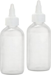brightfrom condiment squeeze bottles - 4 oz squirt empty bottles, clear twist top cap, leak proof - great for ketchup, mustard, syrup, sauces, dressing, oil, arts & crafts, bpa-free - pack of 2
