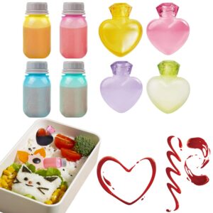wxoieod 8 pieces mini condiment bottles for lunch box, mini ketchup bottle for kids lunches, cute heart condiment squeeze bottles plastic sauces containers for kids school bento box accessories