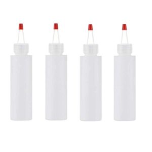 hllmx 4 pcs plastic squeeze condiment bottles perfect for ketchup, sauces, syrup, condiments, dressings, arts and crafts 4 oz