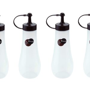 JapanBargain 3272, Set of 4 Japanese Squeeze Bottle Squirt Condiment Bottle Oil Bottle Soy Sauce Dispenser for Kitchen, Made in Japan, 12oz