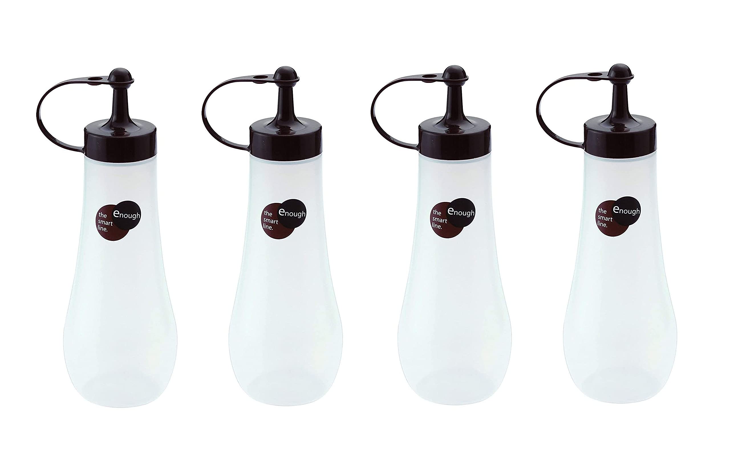 JapanBargain 3272, Set of 4 Japanese Squeeze Bottle Squirt Condiment Bottle Oil Bottle Soy Sauce Dispenser for Kitchen, Made in Japan, 12oz