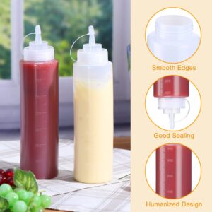 24 Pcs 24 oz Plastic Condiment Squeeze Bottles Squeeze Leak Proof Multipurpose Squirt Bottles with Twist Top Cap for Sauces Ketchup BBQ Syrup Dressings Paint Grilling Crafts Olive Oil Arts, Clear