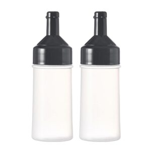raynag 2 pack condiment squeeze bottles flexible wide mouth containers oil dispensing bottle with attached cap for oils, sauces, salad dressings, syrup