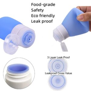 Accfore 5 Pack Squeeze Salad Dressing Bottles, 1.3oz and 2 oz. Portable Sauce Containers, Leak Proof Food Storage Condiment Bottles, Comes with 2 pcs Cleaning Brushes - 5 Colors