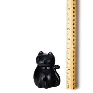 Needzo Black Cat Shaped Ceramic Dispenser Bottle for Soy Sauce, Vinegar, and Other Condiments, Decorative Condiment Dispensers for Kitchen, 3.75 Inches