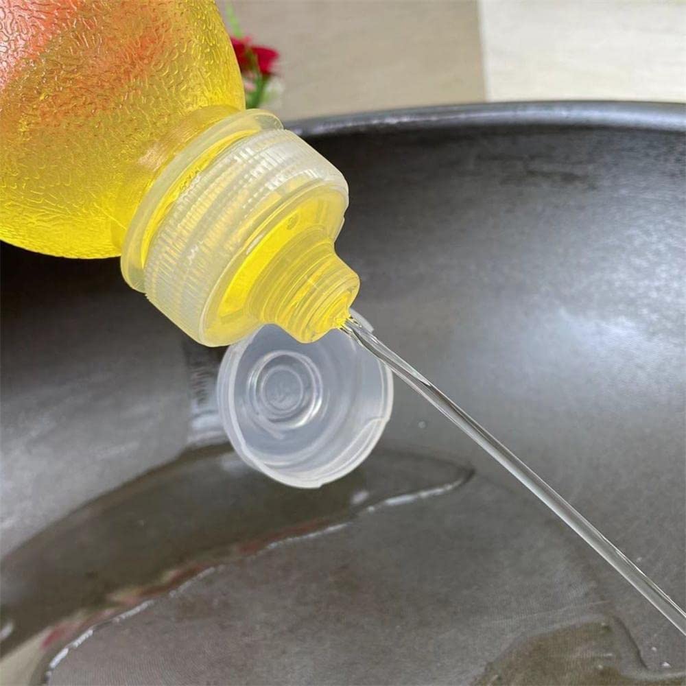 CHENSHUO Plastic Squeeze Bottle, Clear Condiment Squeeze Bottle, With Silicone Valve Non Return Cap,Suitable for Oil, Honey, BBQ Sauce and Condiments,10 OZ Anti Slip Squeeze Bottle,2 Pieces