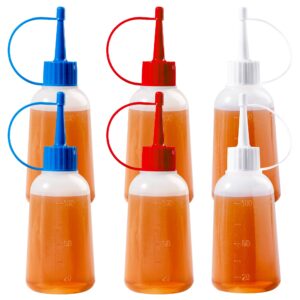 ebllpa 6 pack 100ml plastic squeeze bottles with red tip caps and measurement, reusable squirt bottles soft applicator bottle small mini squeeze bottle for paint, crafts, art, glue, condiments, sauces