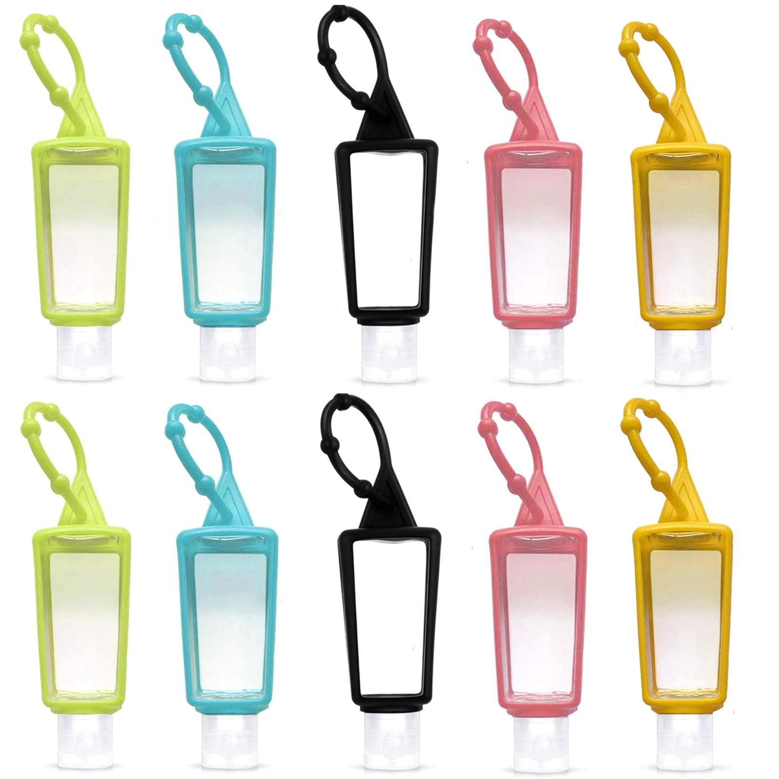 10 Pack Keychain Empty Squeeze Bottle With Holder,Travel Size 1 oz Leakproof Squeeze Bottles for kids and adult party favor (10Pack)