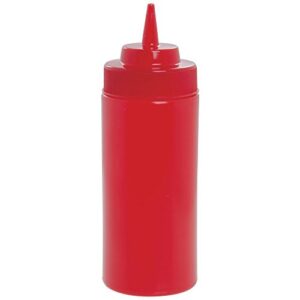 tablecraft wide mouth squeeze bottle red, 16 oz, plastic | 6/pack