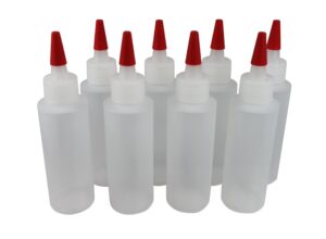 pinnacle mercantile (8-pack 4 oz plastic squeeze bottles long red tip caps food grade perfect for icing, cookie decorating, condiments, arts and crafts bpa free empty