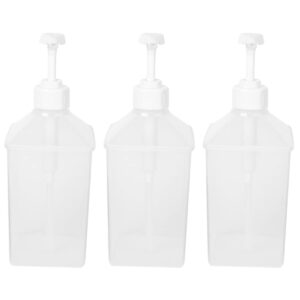 cabilock 3pcs plastic squeeze condiment bottles mason jar syrup honey dispenser pump bottle for juice ketchup cookie sauces 1100ml (white)