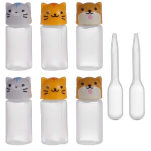 ronrons 6 pieces lovely cat dog shaped condiment squeeze bottles mini ketchup bottles sauce dispensers bottle plastic portable condiment containers jar with dropper for kids bento box accessories